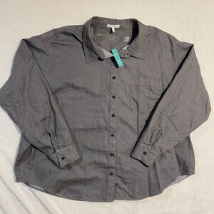 Maurices Mens Button Up Shirt 2XL Gray Long Sleeve Casual Outdoor NWT